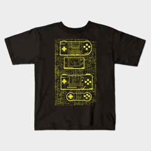 Neon Yellow Handheld Gaming Controller Da Vinci Blueprint Kids T-Shirt